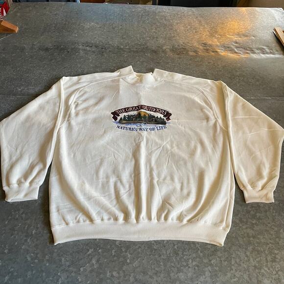 NWT Vintage The Great Outdoors Nature’s Way of Life Sweatshirt Mens XL 90s White - Picture 3 of 12